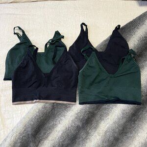 LOT of 4 Harper Wilde Lounge Rib Triangle Bralettes, medium, black and green